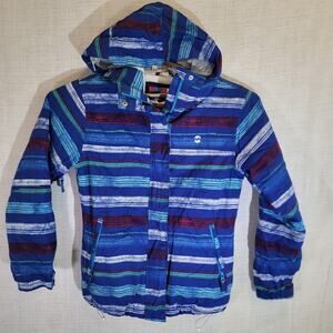 Billabong Jacket Men Medium Blue Striped Altyr BK Breathable Waterproof Snow Ski